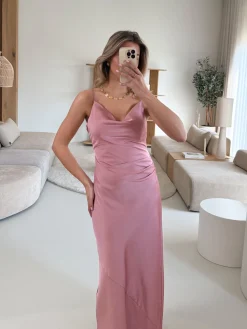 Satin dress Liva roze