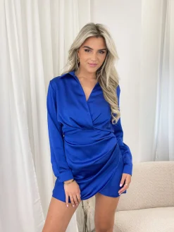 Satin dress Noa blauw