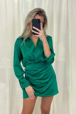 Satin dress Noa groen