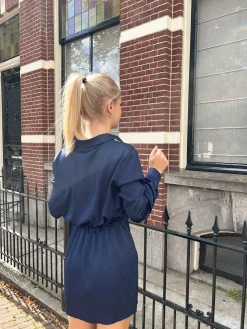 Satin dress Noa marine blauw