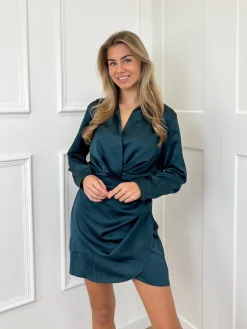 Satin dress Noa petrol