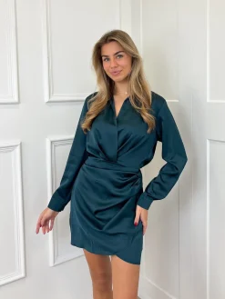 Satin dress Noa petrol