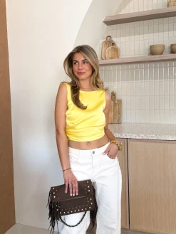 Satin top Jill butter yellow