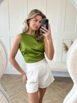 Satin top Jill groen
