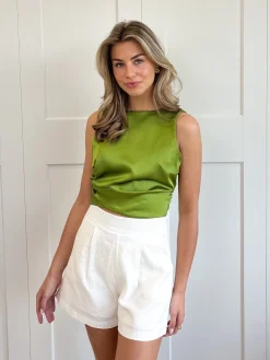Satin top Jill groen