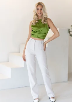 Satin top Jill groen