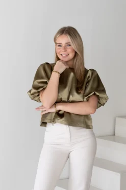Satin top Soof kaki