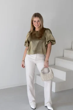 Satin top Soof kaki