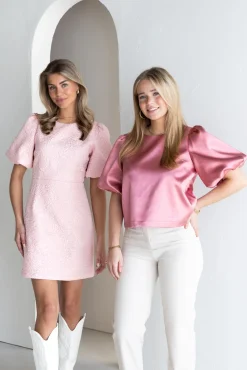 Satin top Soof roze