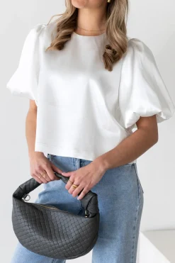 Satin top Soof wit