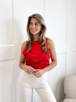 Satin wrap top Jill rood