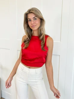 Satin wrap top Jill rood
