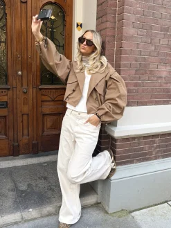Sjaal Isabella gestreept taupe