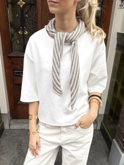 Sjaal Isabella gestreept taupe
