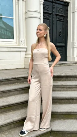 Strapless jumpsuit Evi beige