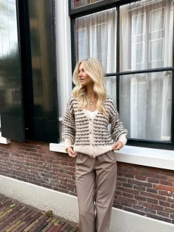 Streepjesvestje Elodie bruin
