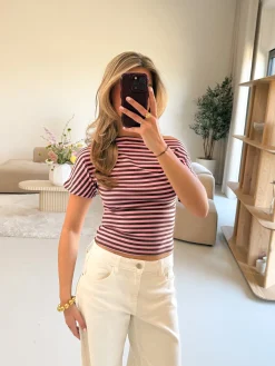 Strepen top Kate roze