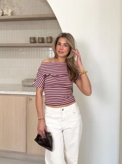 Strepen top Kate roze