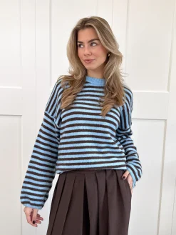 Strepen trui Fien blauw