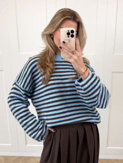 Strepen trui Fien blauw