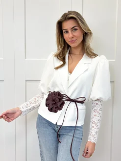 Taille knoopriem bloem bordeaux