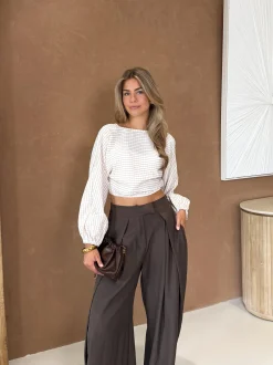 Topje Monica ecru geruit