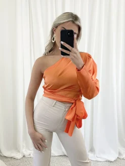 Topje satin Fabien oranje