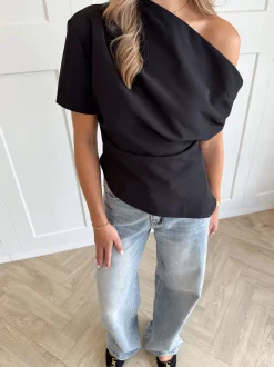 Top off shoulder Candice zwart