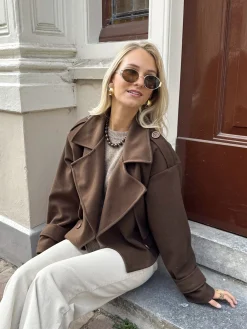 Trenchcoat jas Elena donker bruin