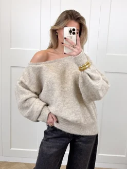 Trui off shoulder Alina beige