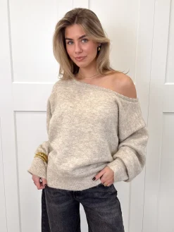 Trui off shoulder Alina beige