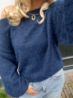 Trui off shoulder Didi navy
