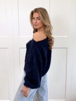 Trui off shoulder Didi navy