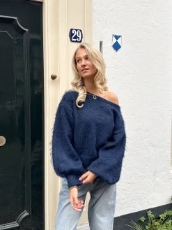 Trui off shoulder Didi navy