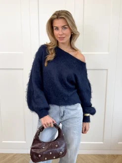 Trui off shoulder Didi navy