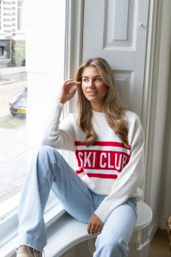 Trui Ski club wit/rood