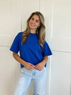 T-shirt New York blauw-wit