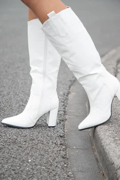 Witte croco dameslaars Fay