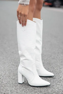 Witte croco dameslaars Fay