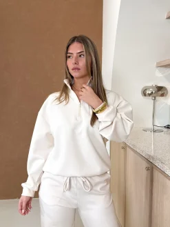 Zipper sweater Elira cremé