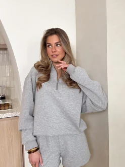 Zipper sweater Elira grijs